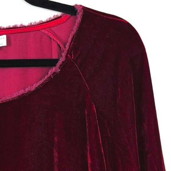 Nation LTD Los Angeles Burgundy Velvet Balloon Sleeve Top Size L - Picture 3 of 11